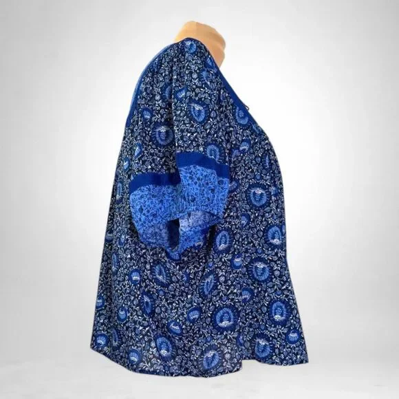 OLD NAVY Floral-Print Poet Swing Blouse "Blue Blossoms" print NWOT! Size 4X - Picture 4 of 7